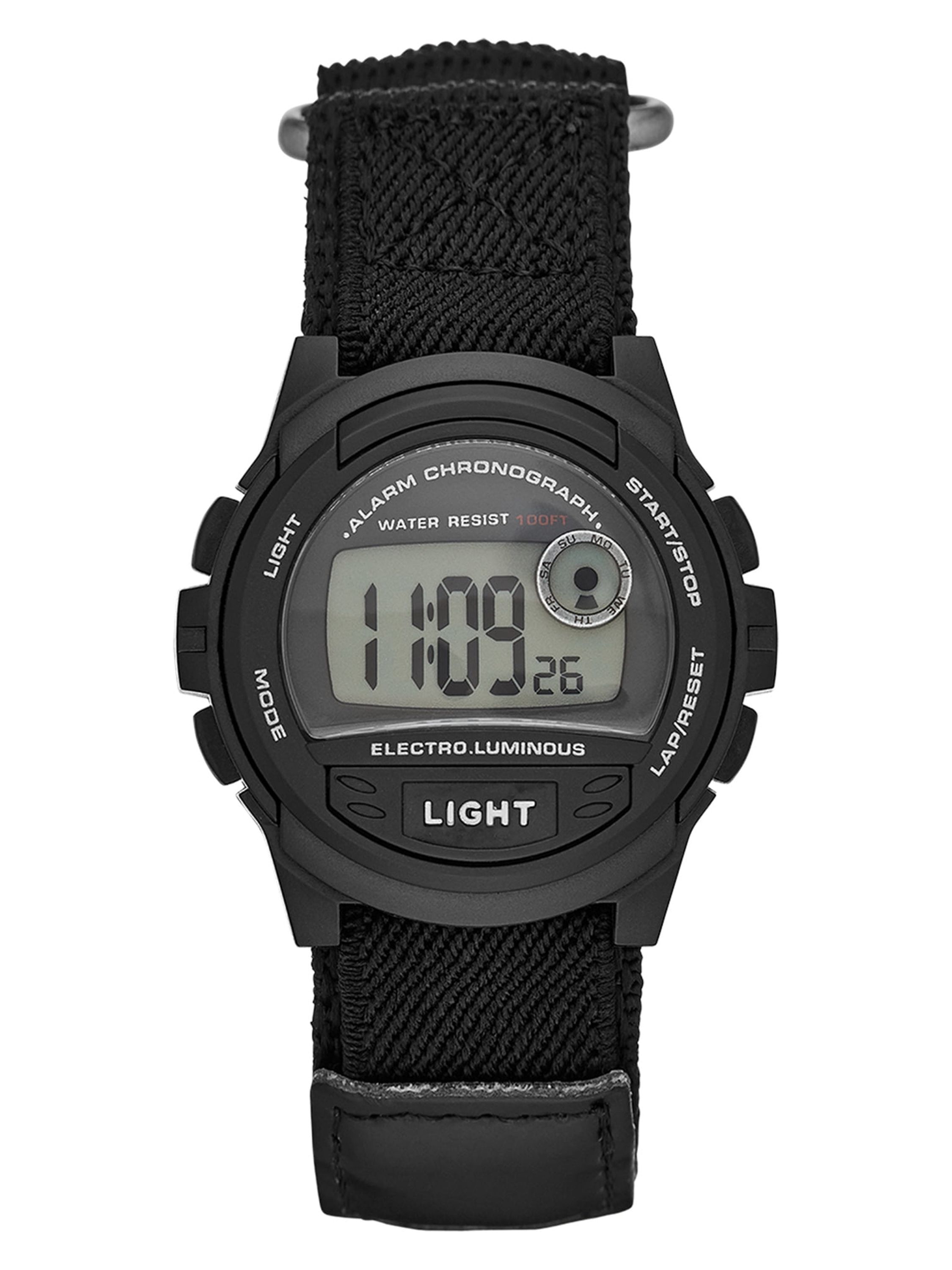 GEORGE Men's Digital Watch:Black Case, Positive Display, Nylon Fastwrap Strap (FMDOGE013)
