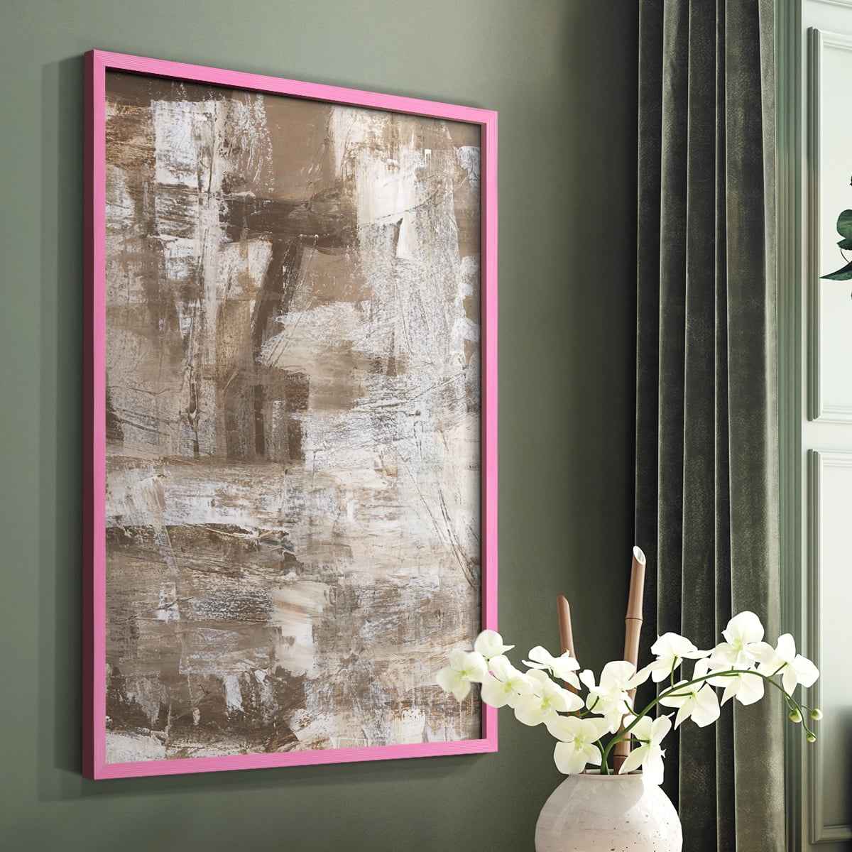 Bronzed II Framed Print in Pink Solid Wood Framed Print No Nail Hanging