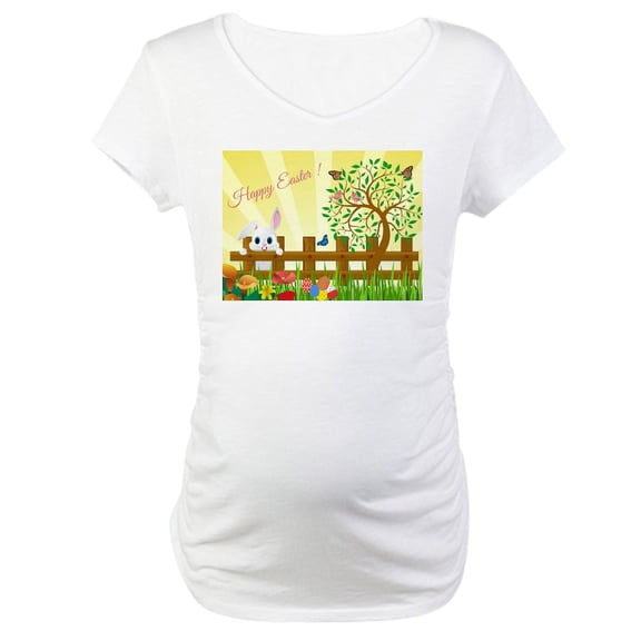 CafePress - Happy Easter Bunny Maternity T Shirt - Cotton Maternity T-shirt, Cute & Funny Pregnancy Tee