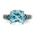thumbnail image 4 of Solid 925 Sterling Silver Sky Blue Cushion and London Blue Topaz Engagement Ring Size 6, 4 of 6