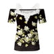 thumbnail image 4 of Blusa informal de manga corta con cuello en V y encaje con hombros descubiertos para mujer OAVQHLG3B Store  lin121212, 4 of 5