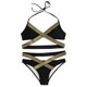 thumbnail image 3 of Gibobby Conjunto de bikini sexy Conjunto de contraste Ropa de playa Traje de baño Panel Push-Up Bikini Vendaje Traje de baño Mujeres Trajes de baño Tanki(Negro,G), 3 of 5