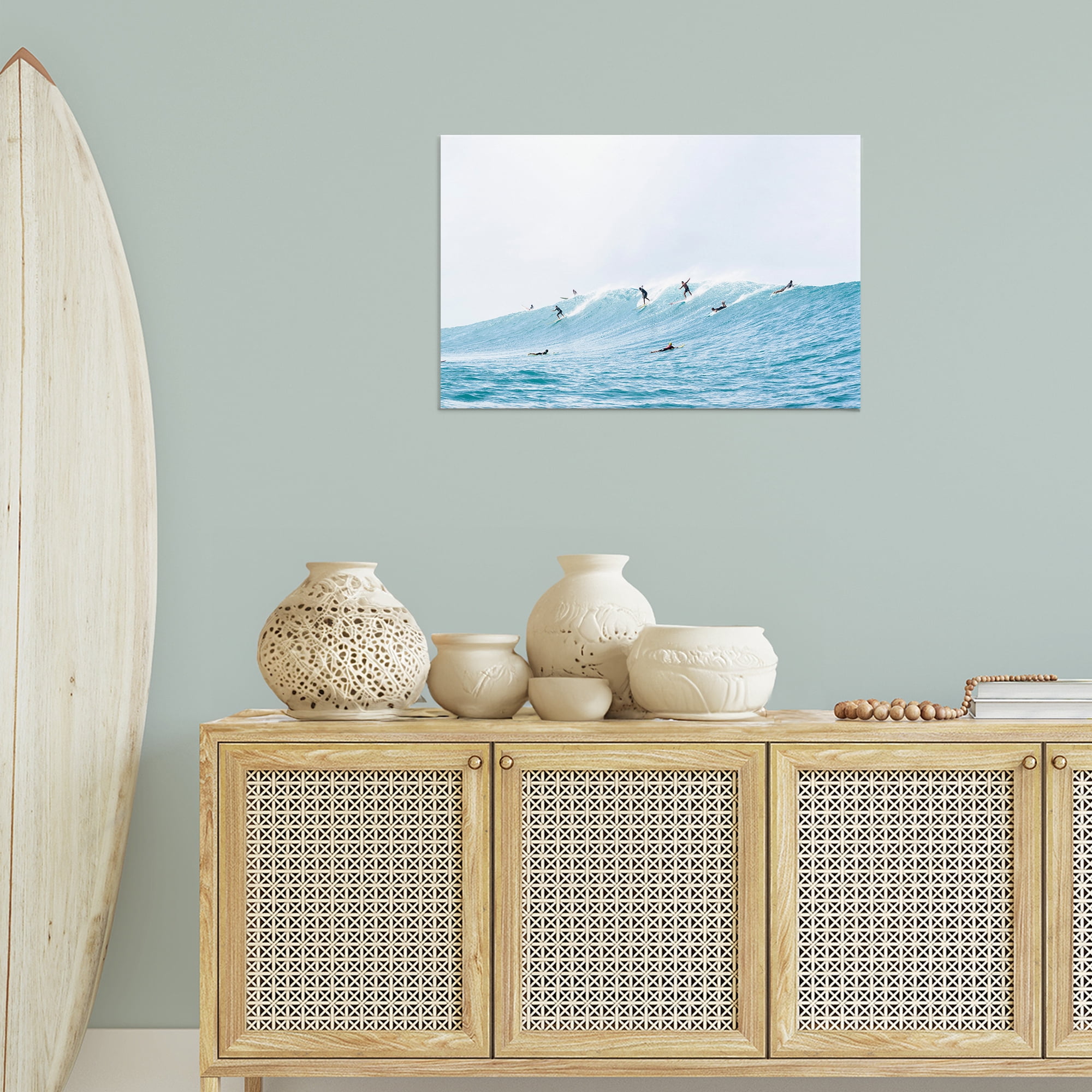 Stupell Industries Blue Wave Surfers Nautical & Beach Photography Wrapped Canvas Art Print Wall Art, 30 x 20