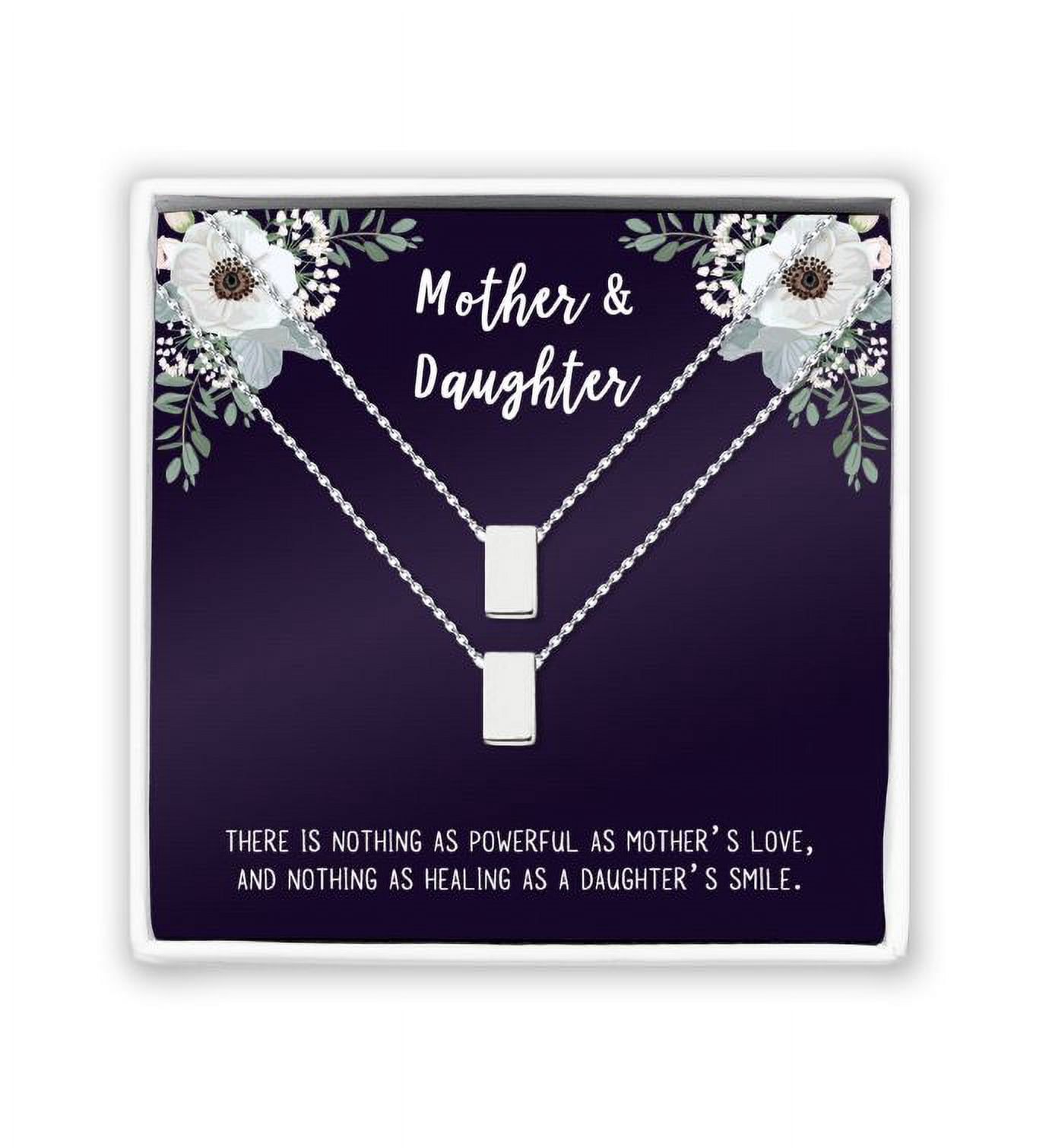 Matching Cube Card Necklace, Matching Mother's Day Gift for Her, Mom and Daughter Jewelry, Mom and Daughter Cube Necklaces [Silver Cube, No-Personalized Card]