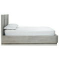 thumbnail image 3 of Glimps King Size Platform Bed, Cross Grain Panel Headboard, Gray Wood, 3 of 5
