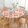 thumbnail image 3 of Party Ready Round Tablecloth, Bohemian Floral Theme with Elastic Stretch Edge, Fits 52 to 56 Inch Diameter Tables Beautifully, 3 of 7