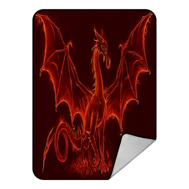 ECZJNT Fire Medieval Dragon Throw Blanket Fleece Blankets Plush Blanket
