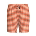 thumbnail image 4 of Wukai Orange Gingham Men’s Short Pajama Pants With Pockets Soft Sleep Pj Shorts for Men-Large, 4 of 6