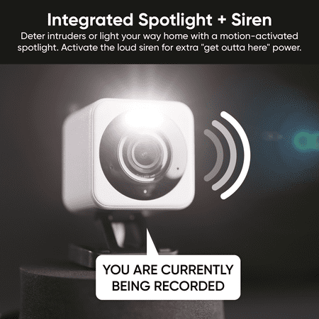 Wyze - Cam V4 2.5k QHD WiFi, Indoor/Outdoor, Wired Security Camera with Color Night Vision - White