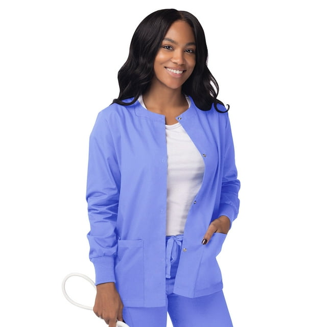 Sivvan Women's Scrubs Warm-Up Jacket / Front Snaps - Round Neck