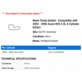 thumbnail image 2 of Water Pump Gasket - Compatible with 2002 - 2006 Acura RSX 2.0L 4-Cylinder K20A3 2003 2004 2005, 2 of 2