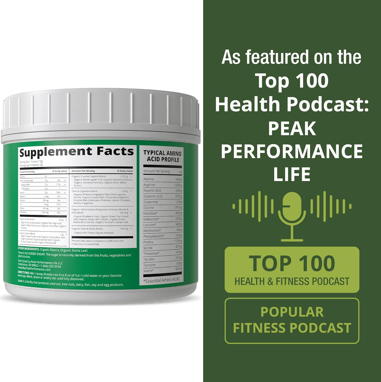 Greens Superfood + Grass Fed Collagen Peptides Powder - Ultimate Blend of Best Tasting Green Superfood with Pure Pasture Raised Hydrolyzed Protein Powder for Skin Hair + Joint Health