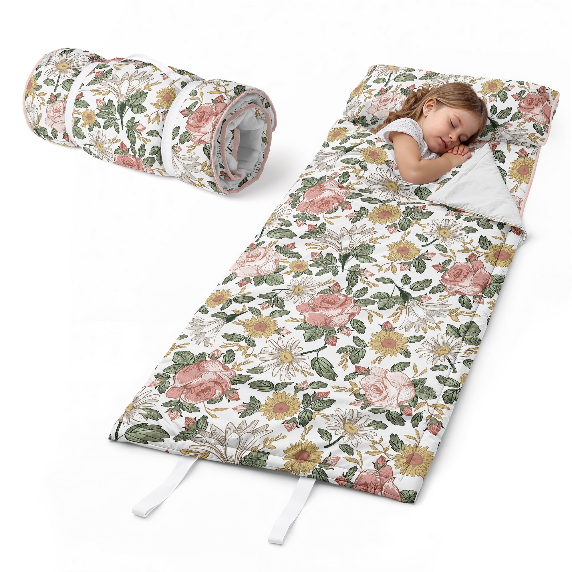 Sweet Jojo Designs Vintage Floral Girl Lightweight Toddler Nap Mat with Pillow