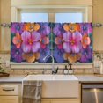 thumbnail image 2 of Yayeee Kitchen Curtains Tier Set of 2 Light Filtering 57"x24" Over Sink Window Panels, Large Purple Flowers, 2 of 7