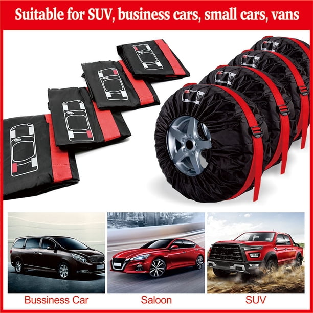 Juego de 4 tamaños: cubierta para neumáticos de coche de 13-18 pulgadas, bolsa de almacenamiento para neumáticos de repuesto, cubierta protectora Universal impermeable para ruedas de coche antipolvo d