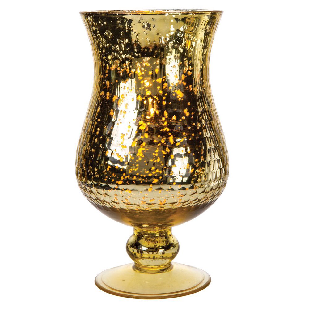 Luna Bazaar Large Mercury Glass Hurricane Pillar Candle Holder (5x10