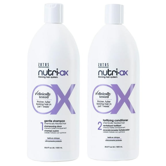 NUTRI-OX Gentle Shampoo & Conditioner 33.8oz for Thicker, Fuller-Looking Hair | Color Treated Hair | Peppermint | Clinically & Dermatologically Tested | Color-Safe