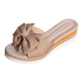 thumbnail image 5 of Rokment Womens Beach Platform Wedges Espadrilles Dress Flip Flops Fashion Casual Bow High Heels Slides Sandals Breathable Linen Sole Strappy Slip on Slippers for Bride Wedding B Size 6.5, 5 of 6