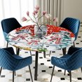 thumbnail image 3 of Round Fitted Tablecloth with Elastic Edge, Red Christmas Waterproof Table Cloth Table Cover for 45"-54" Tables, Winter Snowman Xmas Pine Tree Snowflakes Tablecloths for Dining Picnic Party Outdoor, 3 of 9