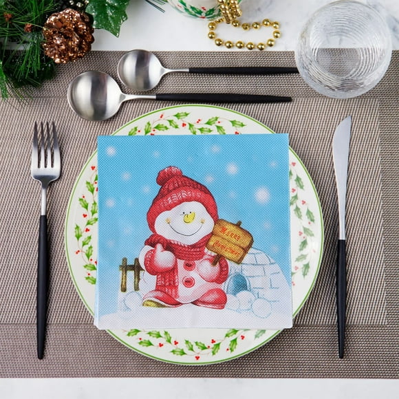 Christmas Paper Napkins Disposable Painted Napkins Festive Decorative Paper Napkins Suitable For Christmas Table Decorations Birthdays Party Supplies 20pc