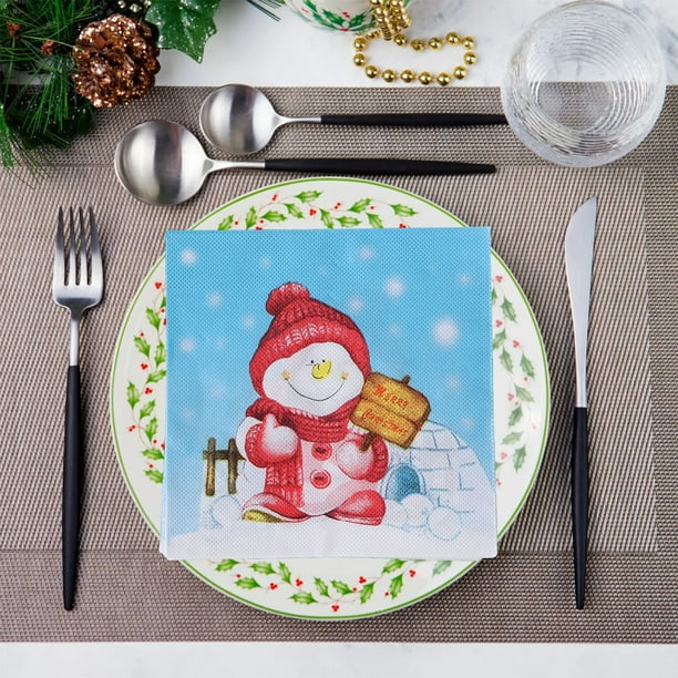 Servilletas de papel navideñas desechables pintadas, servilletas de papel decorativas festivas, adecuadas para decoraciones de mesa navideñas, suministros para fiestas de cumpleaños, 20 servilletas de