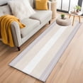 thumbnail image 2 of Gray Beige Stripe Large Area Rugs for Bedroom Living Room, Soft Non Slip Carpet Bedside Rug, Modern Art Horizontal Striped Rectangular Floor Cover Kitchen Accent Rug 2'x6' for Dining Room/Office, 2 of 9