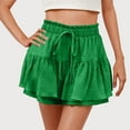 thumbnail image 5 of Htigea Clearance Flowy Shorts for Women Casual Ruffle Tiered Skorts High Waist Mini Tennis Golf Skirt Boho Summer Shorts Today Sales Army Green,XXL, 5 of 7