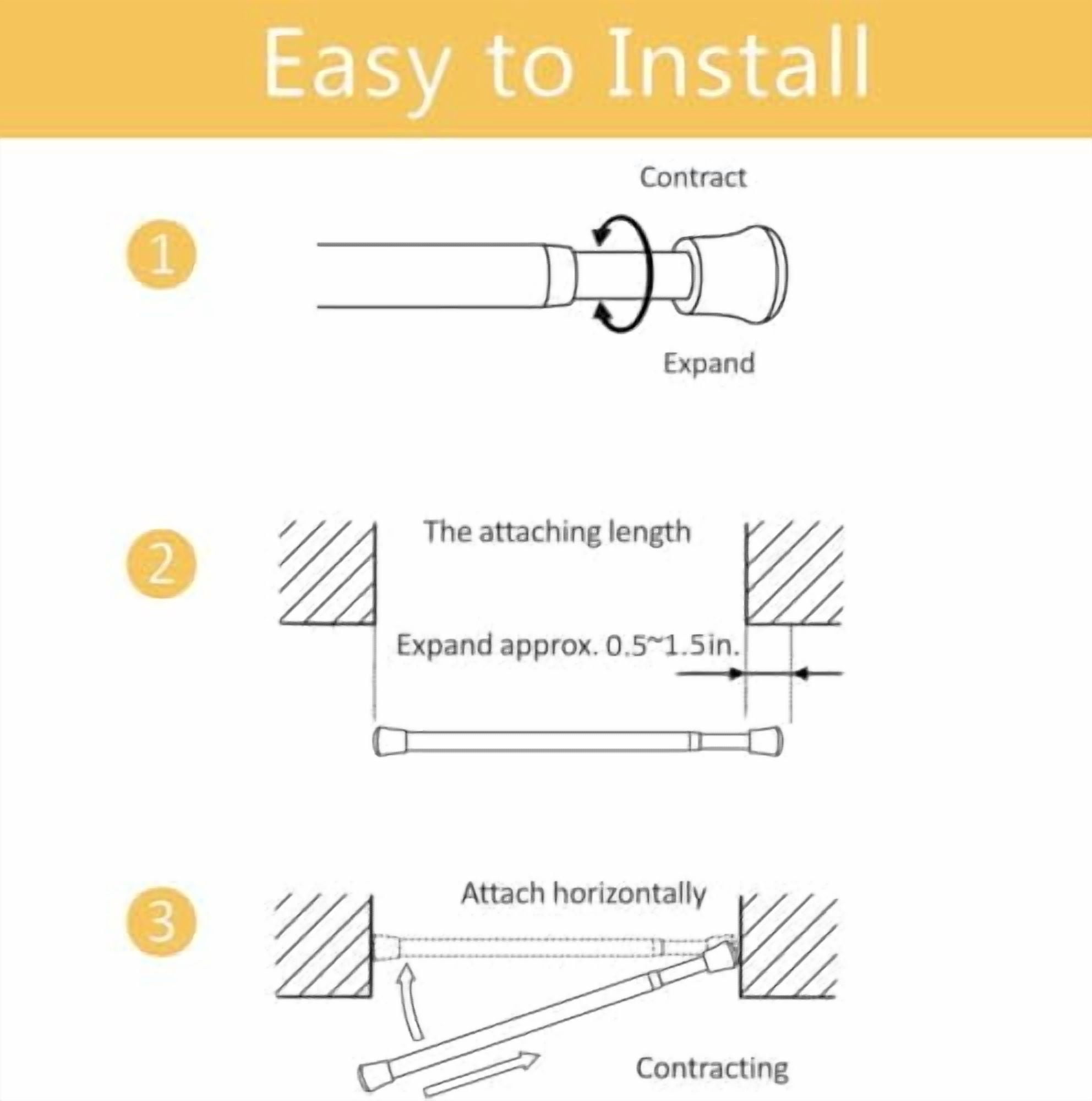 Small Spring Tension Curtain Rod, Adjustable Spring Tension Rod 28 to 48 inches, Expandable Spring Loaded Tension Rods for Window (Black-4 Pack)