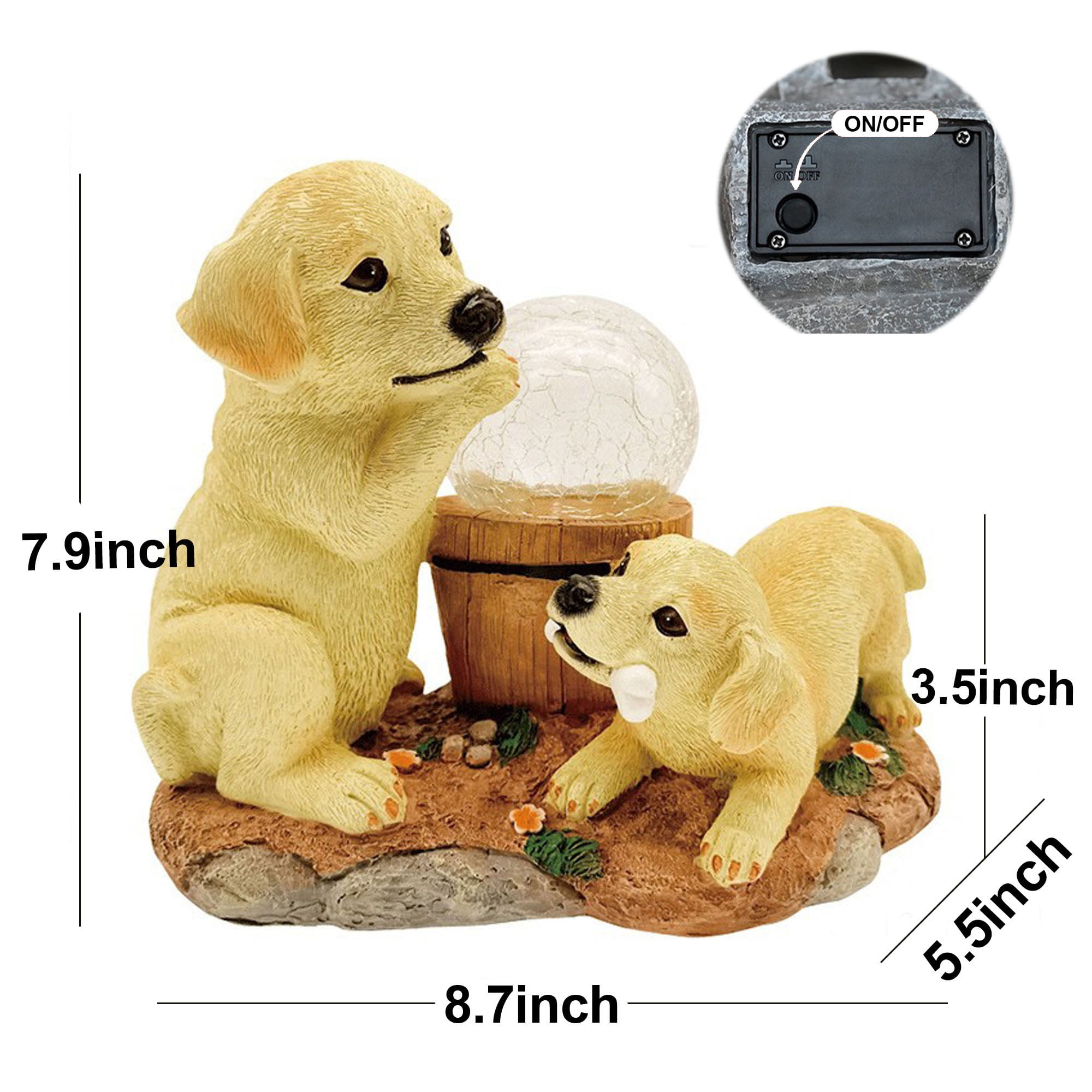 Solar Garden Dog Statue Light, Outdoor Puppy Figurine Resin Decoration for Garden Patio Pathway Yard Lawn Gifts