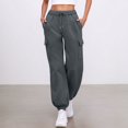 thumbnail image 2 of HXWCHs Women's Lined Cargo Sweatpants Loose Fit Athletic Joggers WITH Multiple Pockets for Casual Fall Outfits XL Grey, 2 of 6