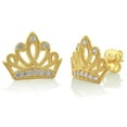 thumbnail image 5 of Vinali 14K Solid Yellow Gold CZ Queen Tiara Crown Stud Earrings, 5 of 9
