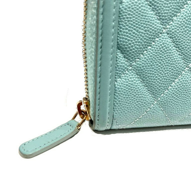 Chanel Light Blue Quilted Lambskin Leather Chanel 19 Zip Coin