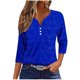 thumbnail image 2 of Puntoco Camiseta informal con cuello en V y botones con estampado navideño de moda para mujer, blusa holgada de manga 3/4, 2 of 5