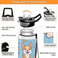 thumbnail image 4 of Dog Corgi and Flowers Sports Water Bottle Portable Travel Mug 32oz BPA Free Leak Proof Straw Transparent Tritan for Gym Yoga Cycling Camping, 4 of 7