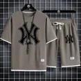 thumbnail image 3 of Conjunto de ropa deportiva de gimnasia para hombre de punto rápido, camiseta y pantalones cortos casuales de alta calidad, moda de verano, conjunto de 2 piezas, 2024, 3 of 4