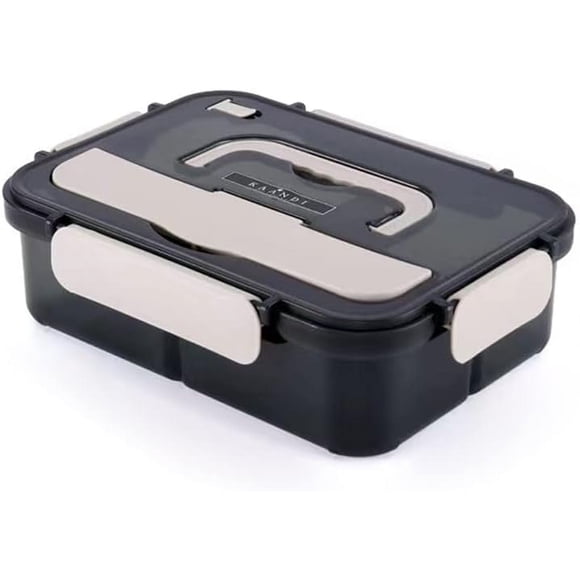 Fiambrera independiente, fiambrera con cuchara y tenedor, fiambrera para adultos, fiambrera térmica, apta para lavavajillas/microondas, fiambrera apta para alimentos (blanca)