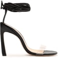thumbnail image 2 of Schutz Jessie Black Rounded Toe Lace Up Clear Strap High Heel Stiletto Sandals (Black, 7.5), 2 of 5