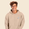 thumbnail image 3 of Dalix Ghost Embroidered Hooded Fleece Sweatshirt Cotton Mens in Heather Oat 2XL XX-Large, 3 of 5