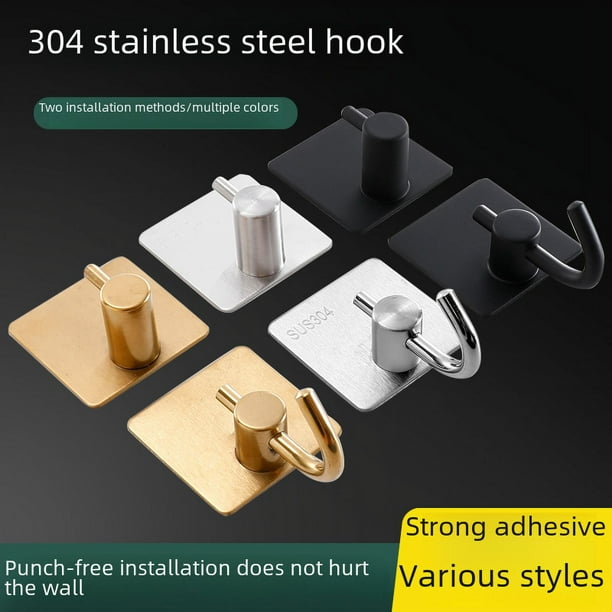 Gancho de acero inoxidable 304, gancho adhesivo fuerte, gancho para ropa en la parte posterior de la puerta, gancho para ropa, gancho de metal no perforado