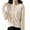 Beige, variant on Winter Acrylic Long Sleeve Cardigan for Women Black Cover-Up Wide Neck Womens Basic Crew S