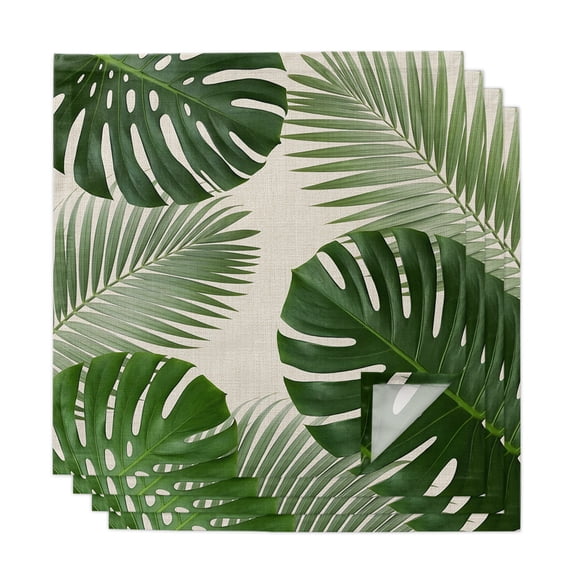 Cloth Napkins Set of 4 - 20x20 Inches, Tropical Plants Washable Reusable Table Napkins, Summer Botanical Green Monstera Leaves Soft & Absortbent Dining Napkin for Party Wedding Hotel Restaurant
