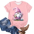 thumbnail image 4 of VBTAPA Novelty Graphic Tees for Women Happy Easter Bunny Print T-Shirt Cute Leopard Rabbit Tee Tops on Sale Pink M, 4 of 5