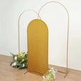 thumbnail image 4 of BalsaCircle 5 ft Gold Fitted Metallic Spandex Round Top Wedding Arch Backdrop Stand Cover Party Events Decorations, 4 of 8