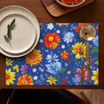 thumbnail image 4 of Pioneer Flower Floral Print Pattern Summer Placemats Table Placemats Set Of 6-Linen Kitchen Washable Placemats Table Mats 12x18 Inch Non-Slip Heat Resistant, 4 of 5