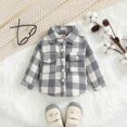 thumbnail image 2 of Otqutp Children Warm Winter Coat Boys Girls Spring Fall New Long Sleeve Plaid Shirt Jacket Toddler Autumn Winter Coat Kids Lightweight Coat(Grey,3-6 Months), 2 of 9