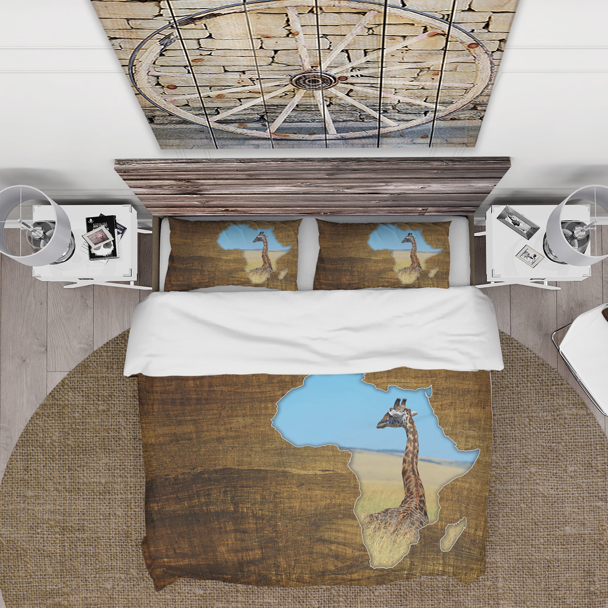 Designart 'Africa Wildlife Map Design' Abstract Duvet Cover Set
