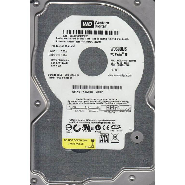 WD3200JS-63PDB1, DCM HHBACA2CAN, Western Digital 320GB SATA WD3200JS-63PDB1, DCM HHBACA2CAN, Western Digital 320GB SATA