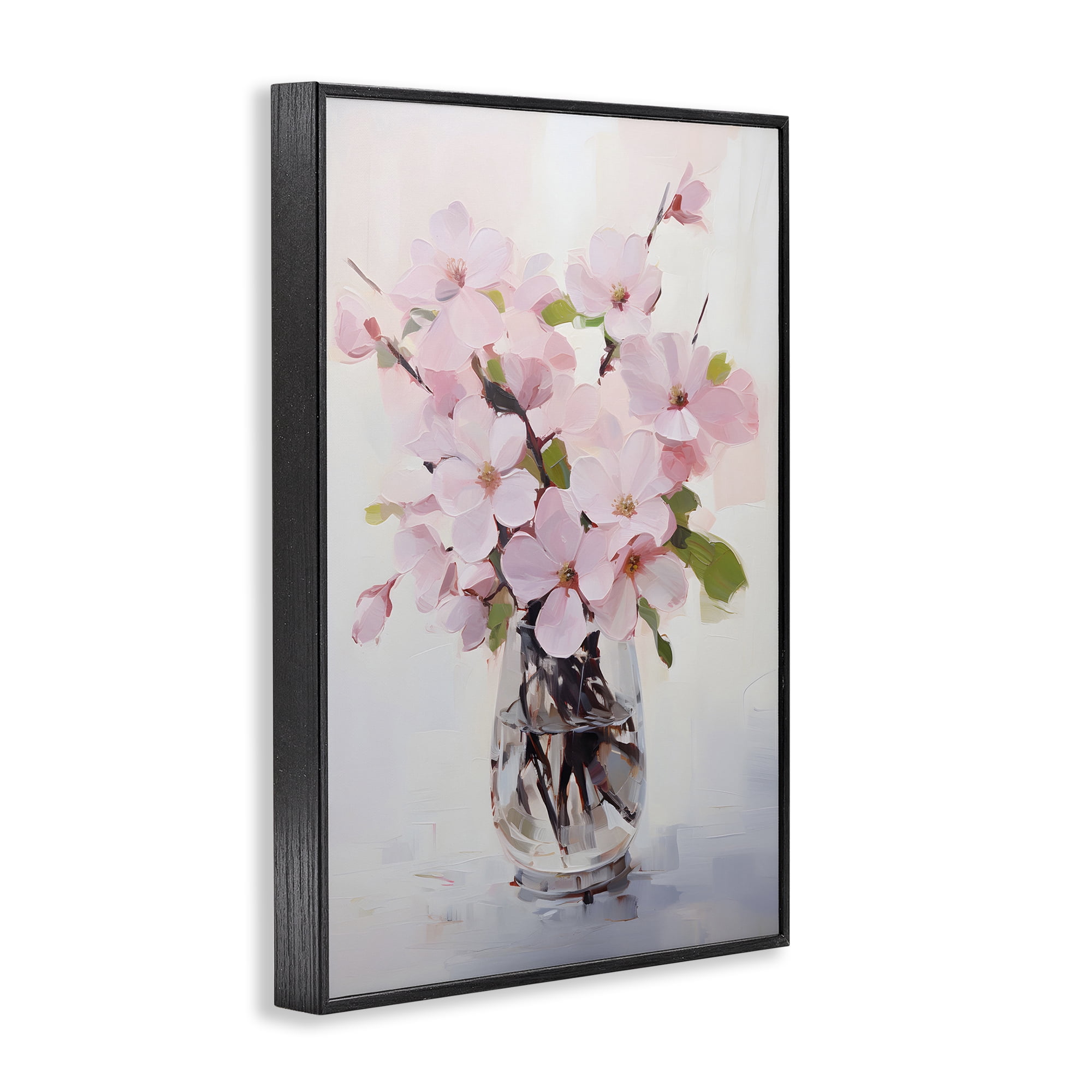 Stupell Industries Rosy Flower Vase Botanical & Floral Painting Black Framed Art Print Wall Art, 12 x 18