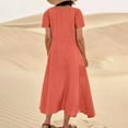 thumbnail image 5 of onlyliua Summer Saving Clearance Drsses for Women Summer Cotton Linen Dress Short Sleeve Loose Crew Neck Solid Color Maxi Flowy Plus Size Dresses with Pockets, 5 of 6