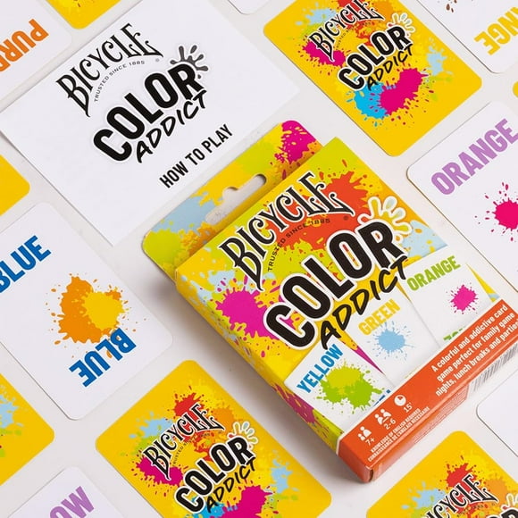 Bicycle Jeu de Cartes Familial Color Addict jusqu'à 6 Joueurs (7 Ans et Plus) Jaune